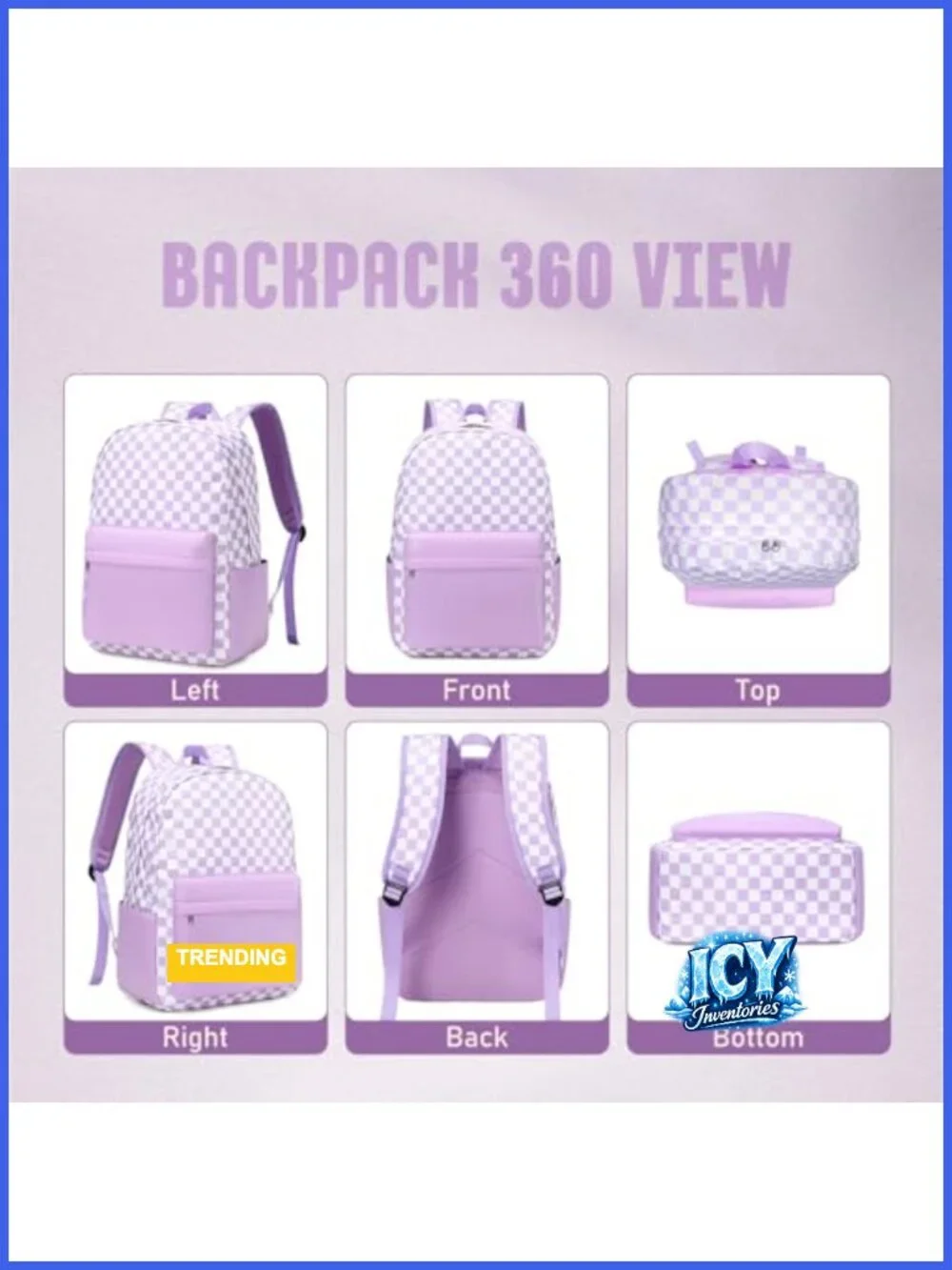 Checkered Backpack - Large Capacity Waterproof Nylon School Backpack
